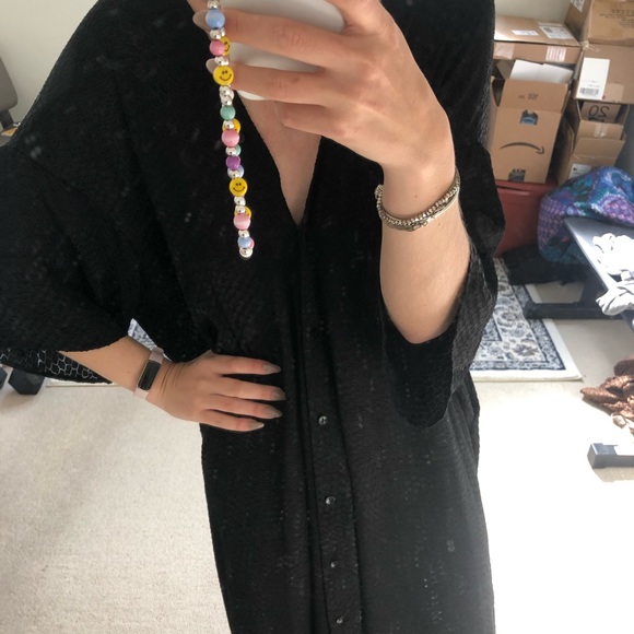 Black textured button down dress H&M - Picture 5 of 6